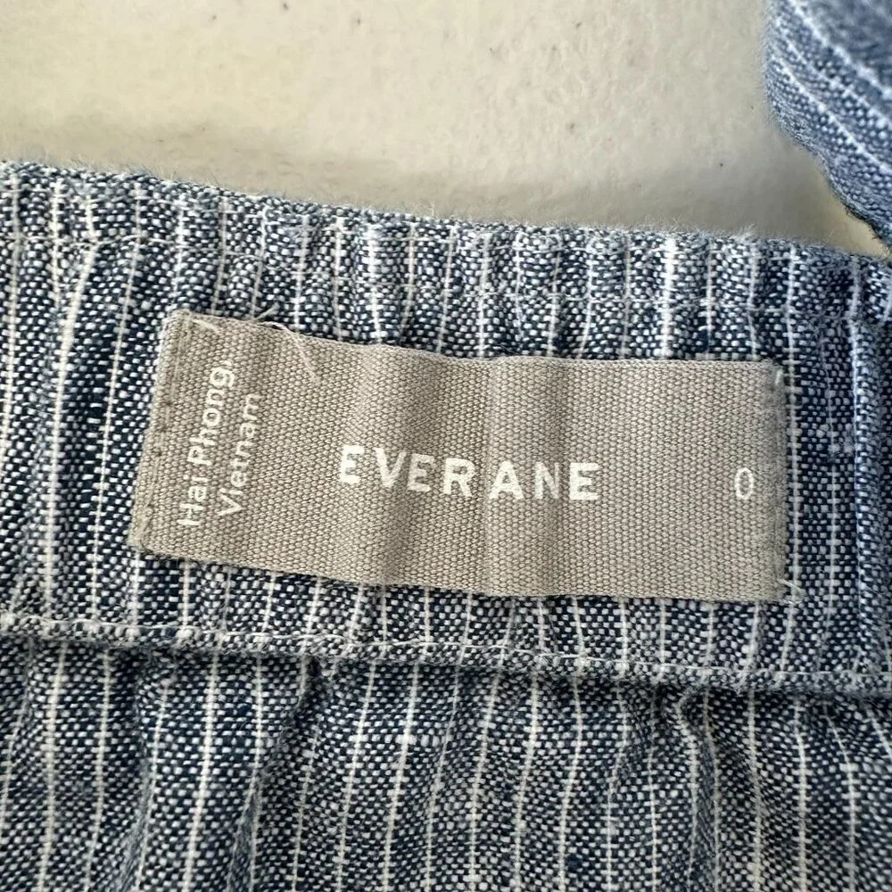 Everlane Linen Jumpsuit‎ Blue Pinstriped Size 0